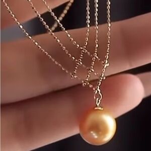 Champagne pearl necklace earrings set